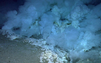 smoke ad rock formations on the bottom of the ocean floor
